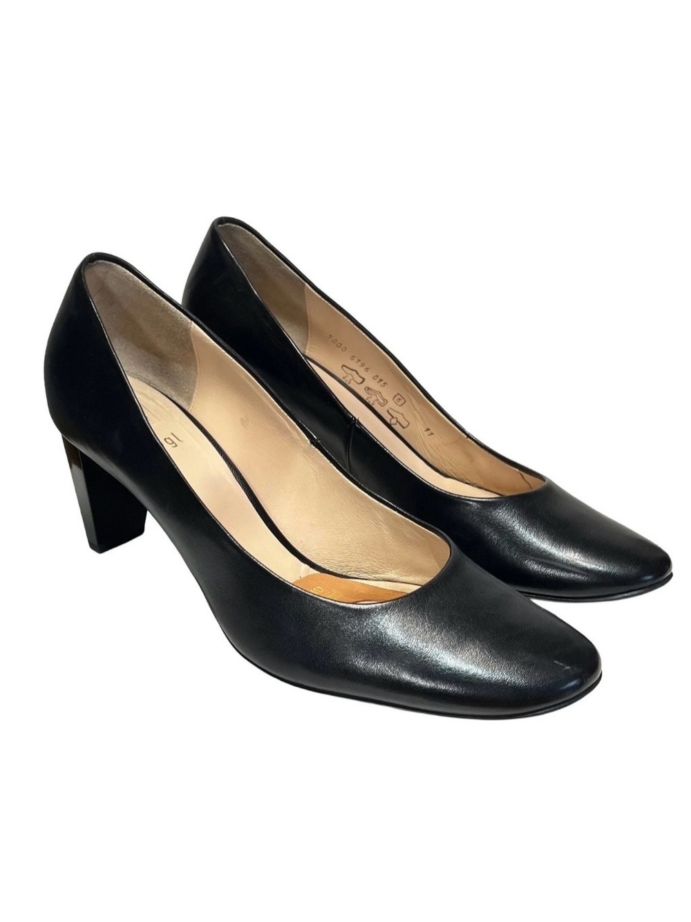 Hogl Austrian Black Genuine Leather Block Heel Pumps Size 9 US / 6.5 UK